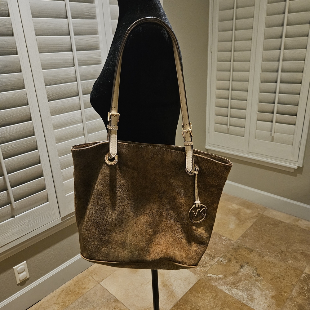 Brown Suede Michael Kors Tote Bag